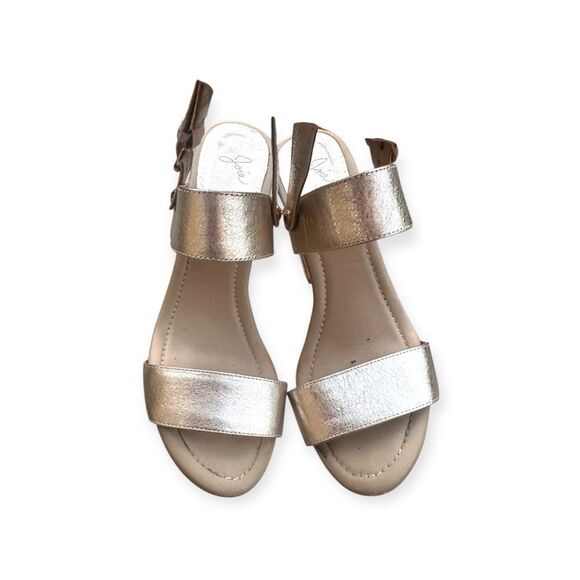 Joie Women's Lakin Leather Gold Metallic Block Heeled Strappy Sandals Sz 38 - Picture 10 of 11